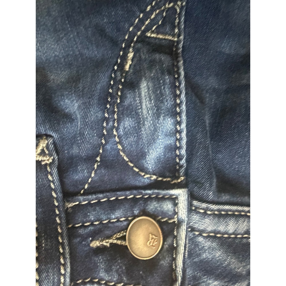 Rock by Rock Revival Devon Skinny Jeans Blue Stretch Moto Frayed Hem Size 29 - Picture 7 of 15